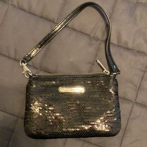 Michael Kors black sequin wristlet